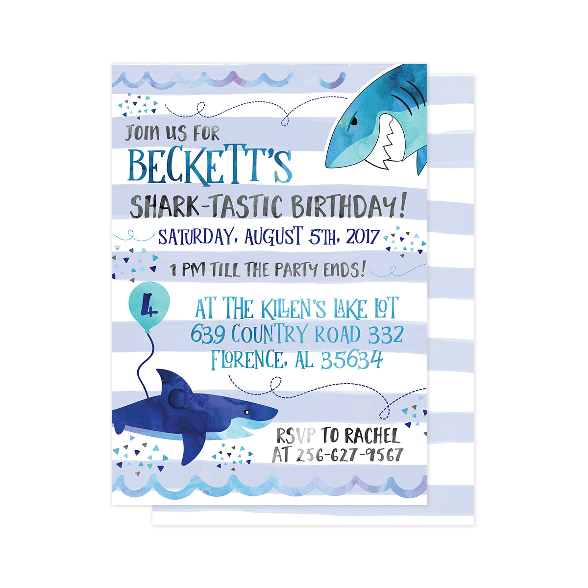 Sharktastic Party Invitation