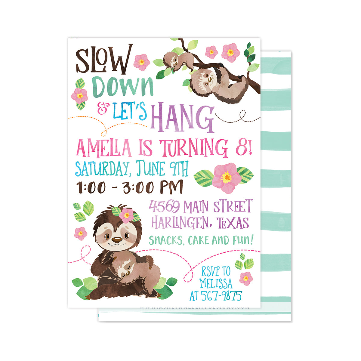 Sloth Party Invitation