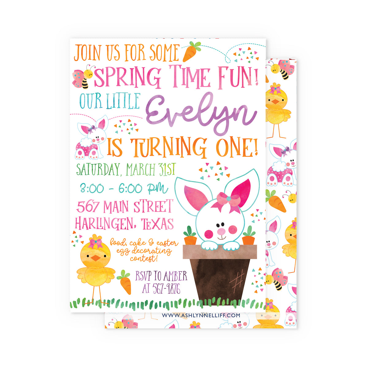 Spring Time Bunny Invitation