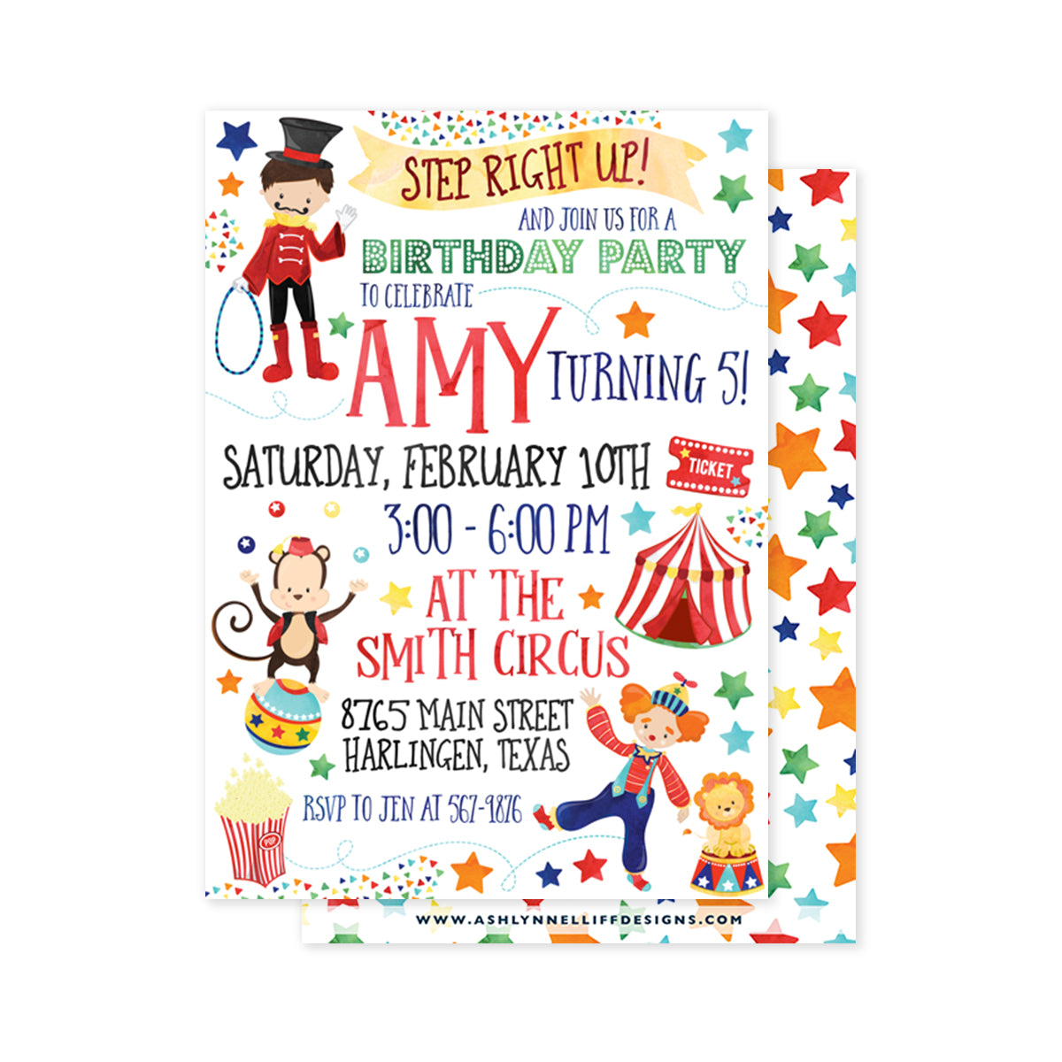 Step Right Up Circus Party Invitation