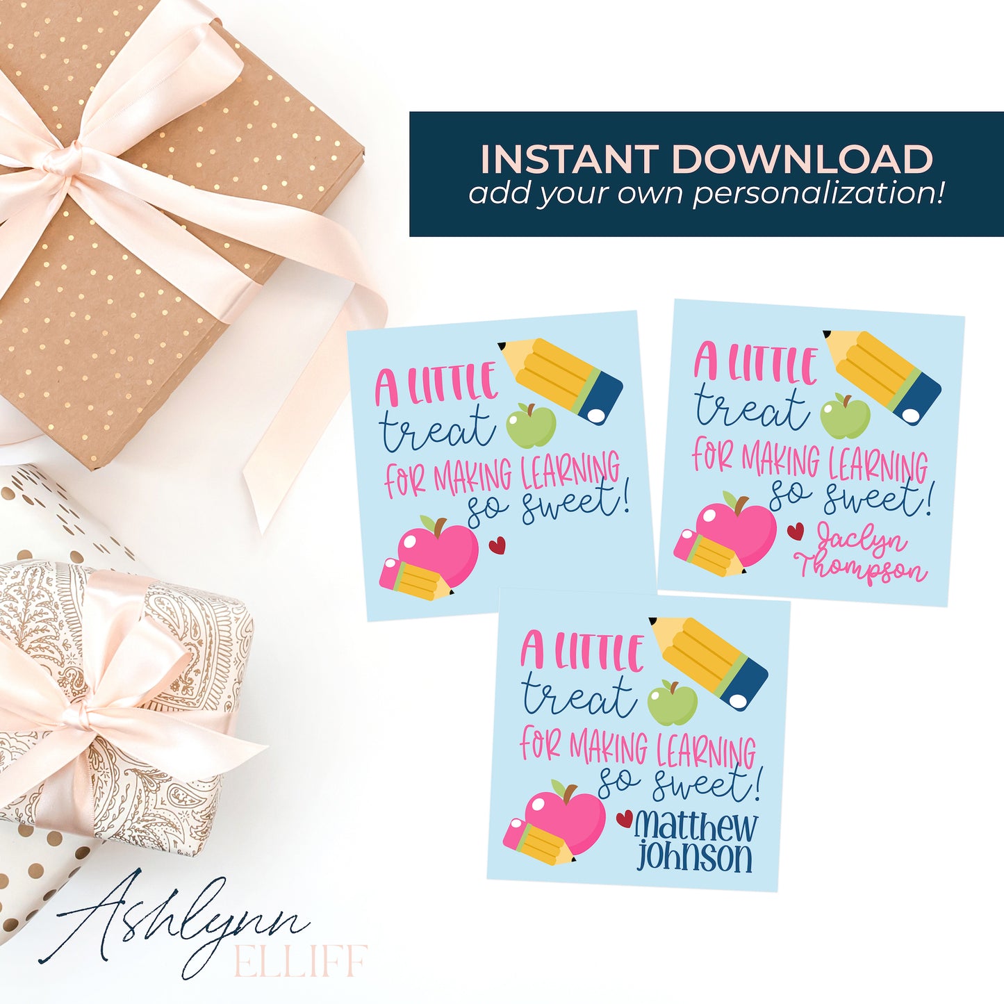 Printable (Instant Download) Teacher Appreciation Sweet Gift Tags
