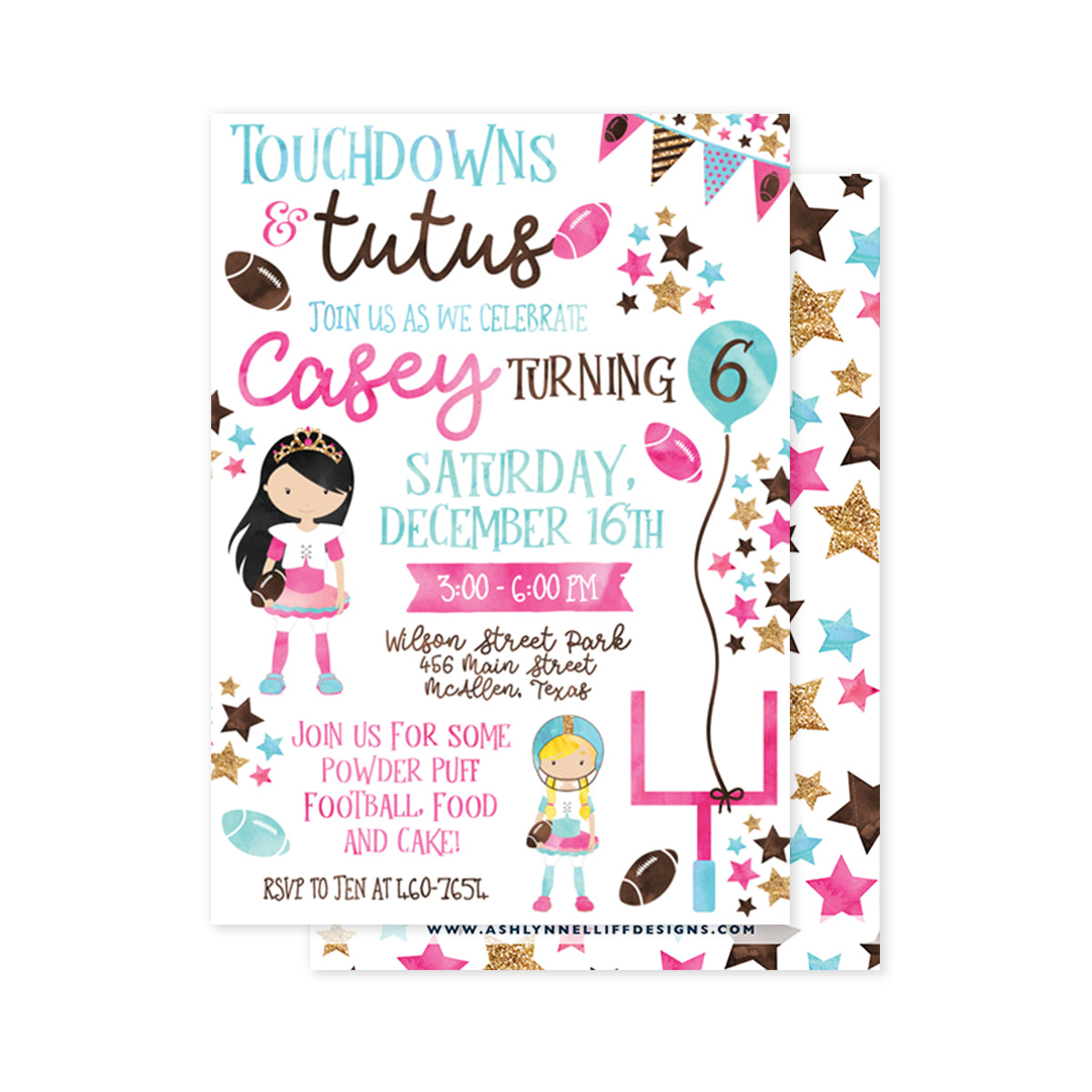 Touchdowns & Tutus Party Invitation
