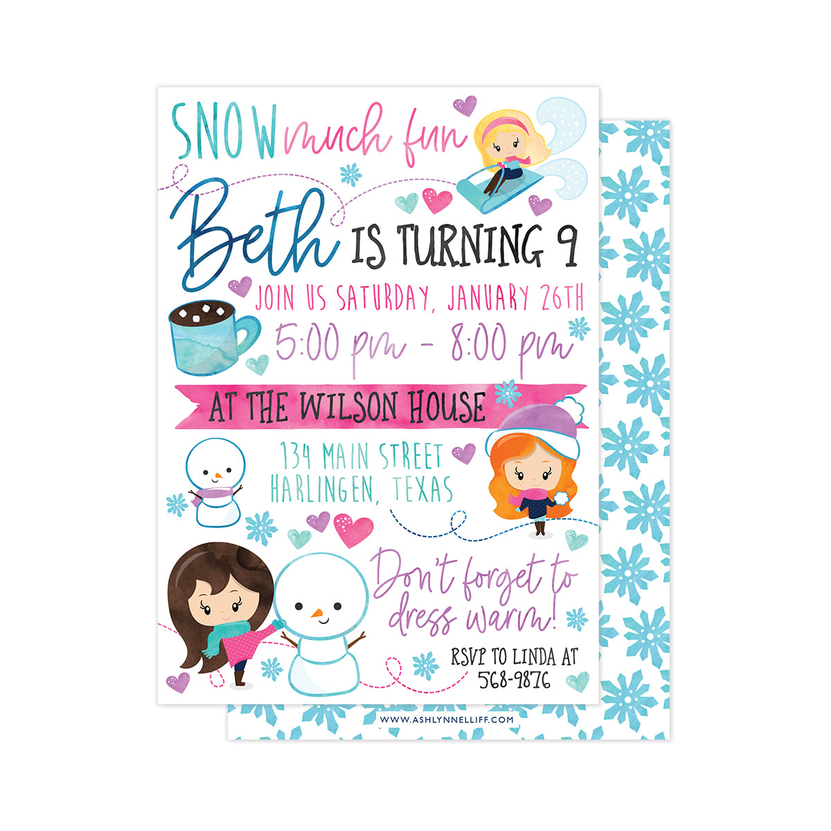 Winter Girls Party Invitation
