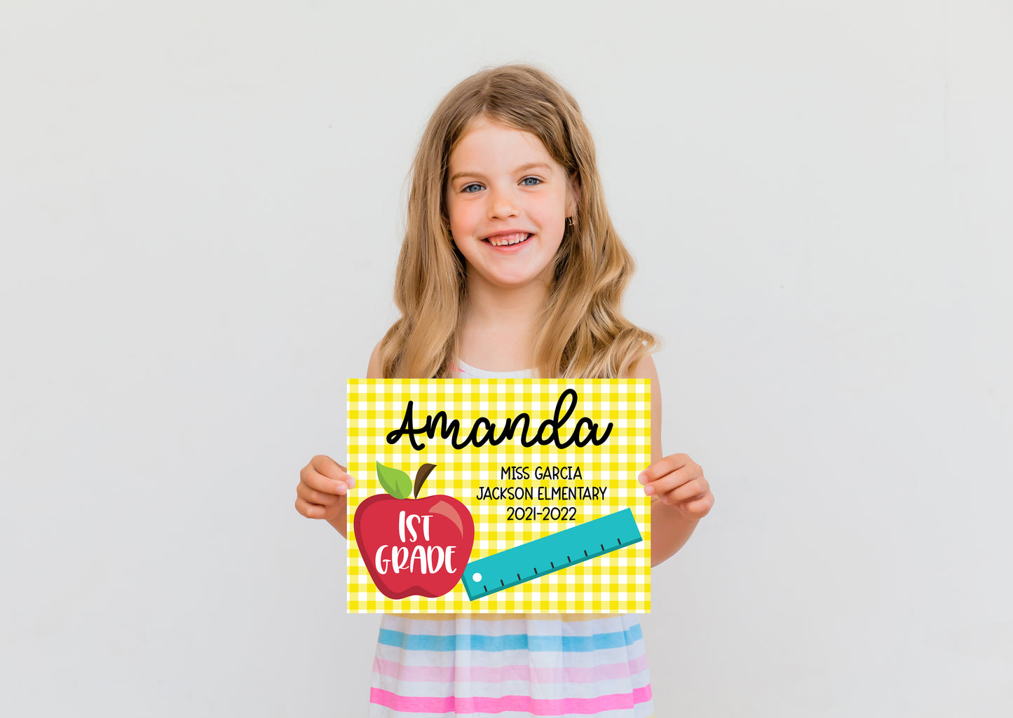 Editable | Instant Download: Back to School Sign (Yellow Gingham)