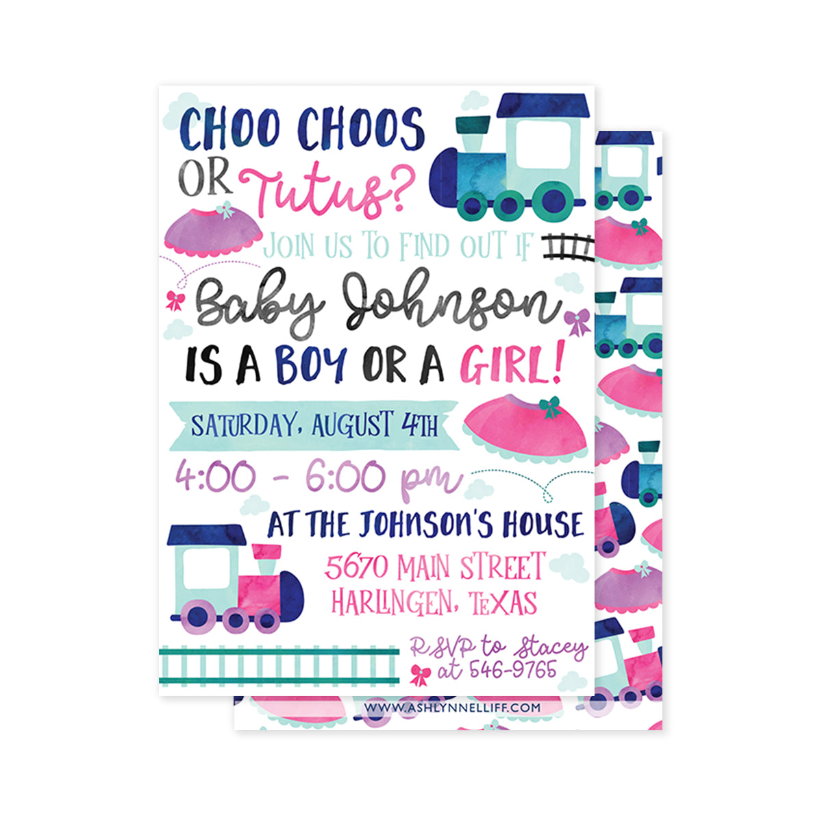 Choo Choo & Tutus Party Invitation