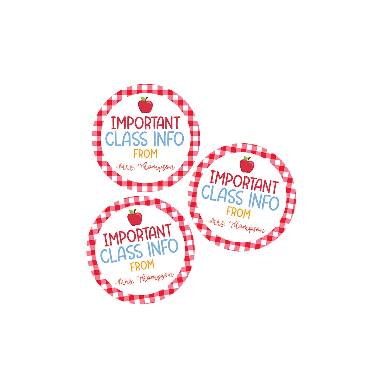 Important Class info from Teacher Stickers