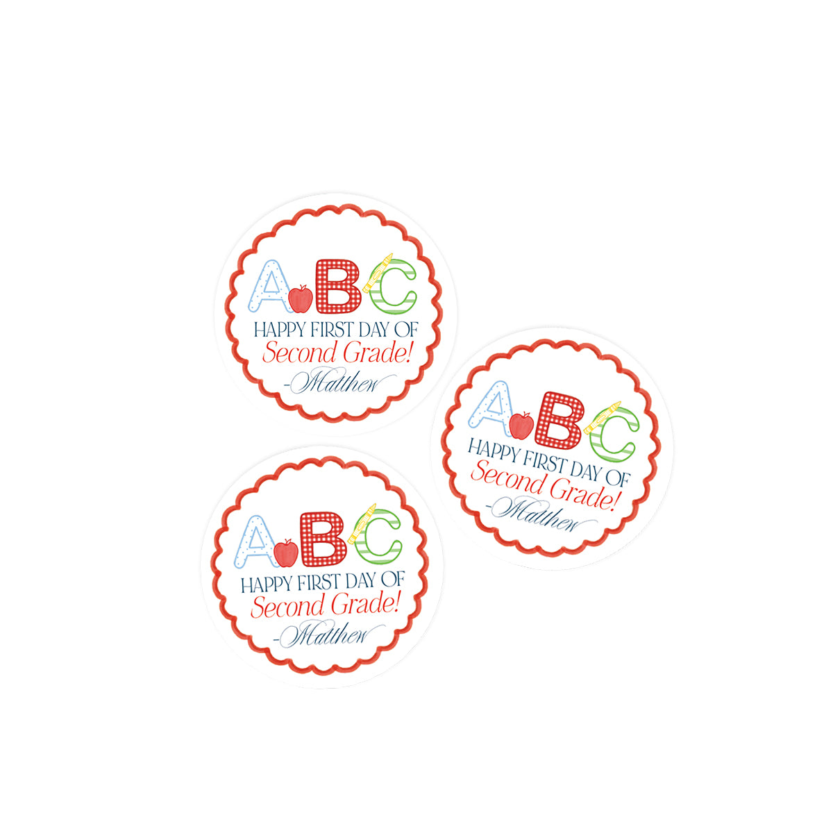 Happy First Day of School ABC Stickers