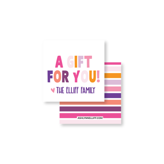 A Gift For You Pink Square Gift Tag