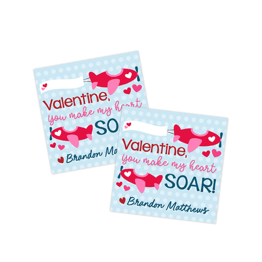You make my Heart Soar (Airplane) Valentines Tag