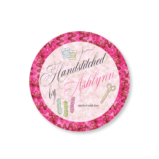 Handstitched by Needlepoint Zig Zag Circle Gift Tag