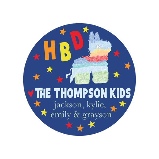 HBD Pinata Family 3 inch Stickers