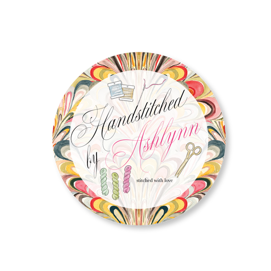 Handstitched by Needlepoint Swirl Circle Gift Tag