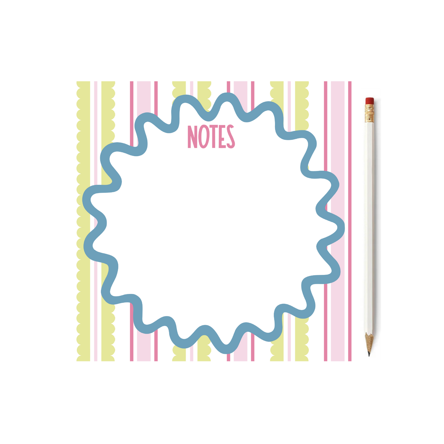 Stripes & Scalloped Square 8" Notepad