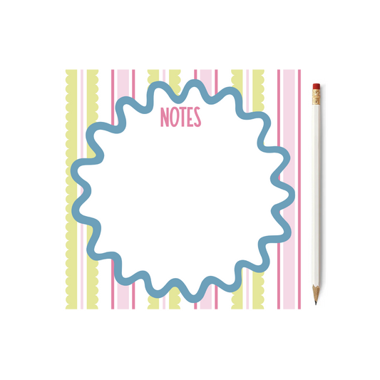 Stripes & Scalloped Square 8" Notepad