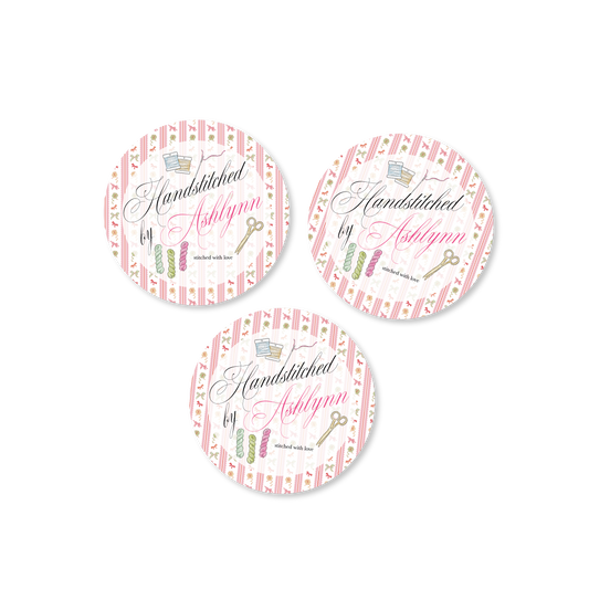 Handstiched by Needlepoint Bows Stickers