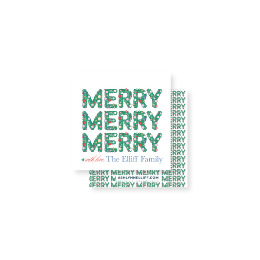 Merry Merry Merry Holiday Gift Tag