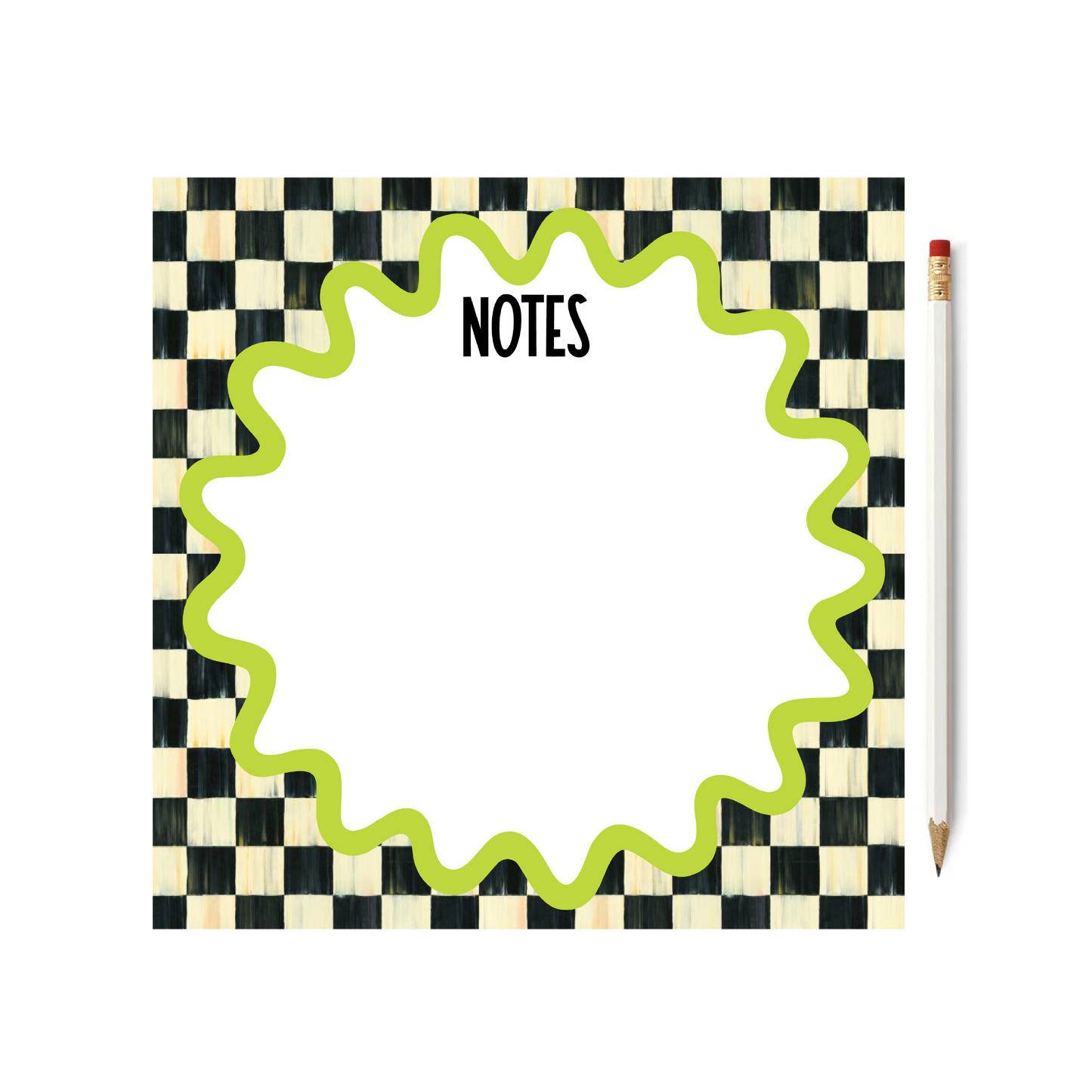 Black & White Check Square 8" Notepad