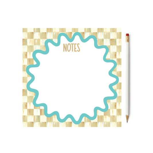 Tan & White Check Square 8" Notepad