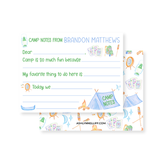 Camp Fill-in-the-Blank Blue Stationery