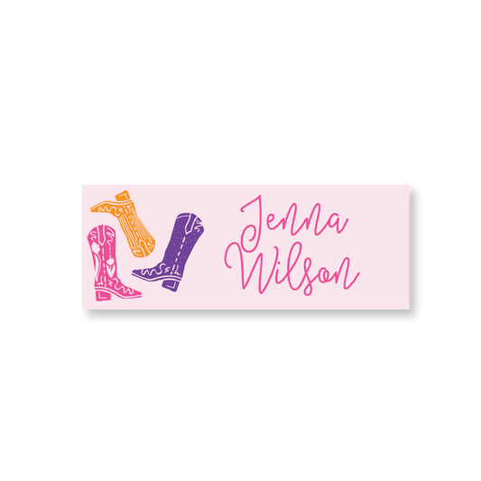 Pink Boots Name Labels