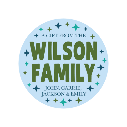 Blue & Green Family 3 inch Stickers