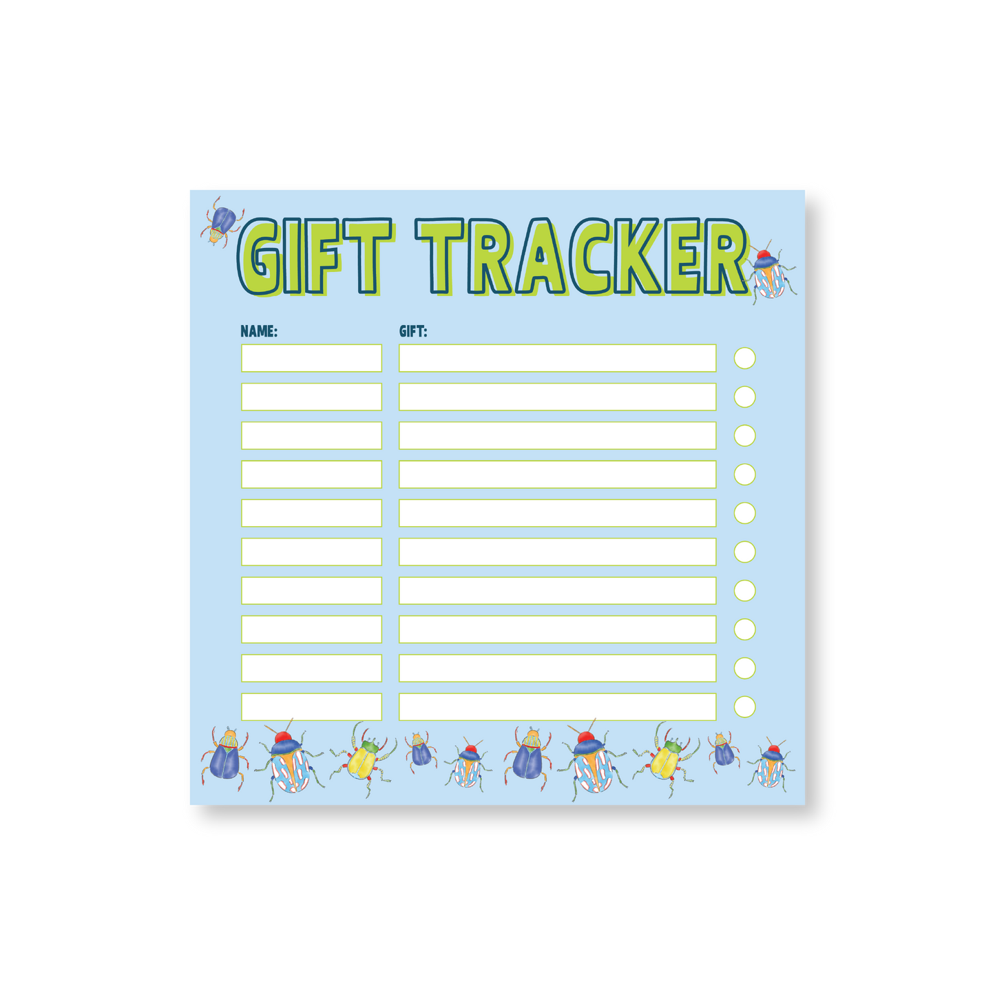 Gift Tracker Bugs 8" Notepad