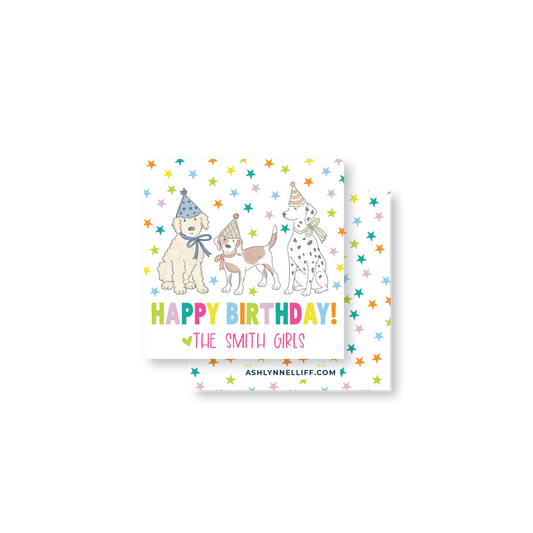 Happy Birthday Party Dogs Gift Tag
