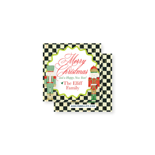 Checkered Nutcracker Holiday Gift Tag