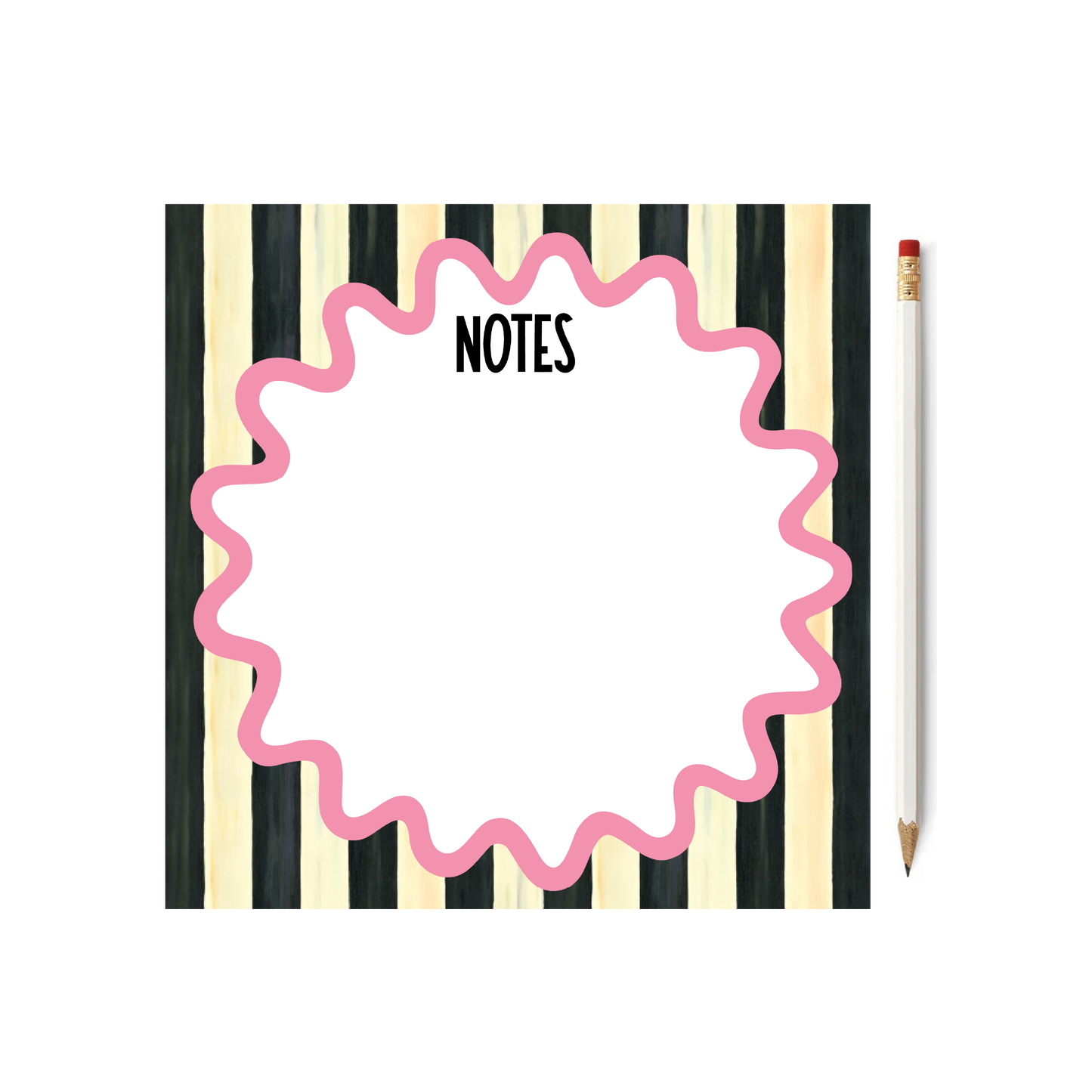 Black & White Striped Square 8" Notepad