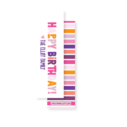 Happy Birthday! Pink Extra Skinny Gift Tags
