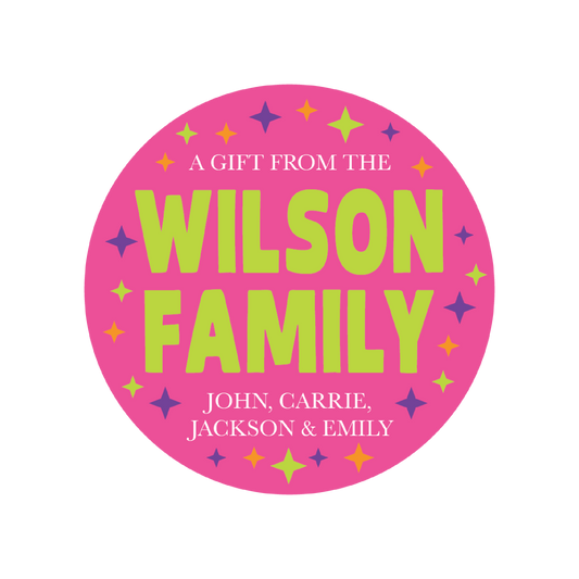 Pink & Green Family 3 inch Stickers