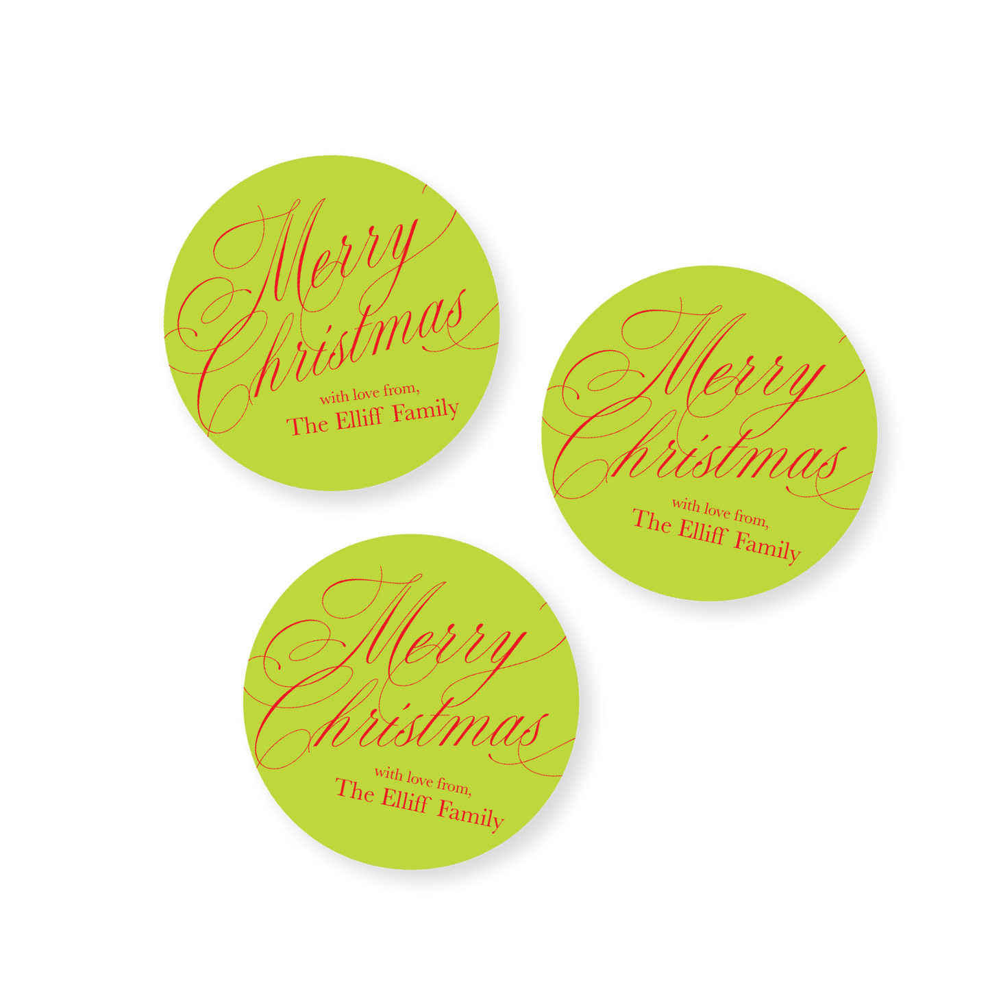 Green Merry Christmas Holiday Stickers
