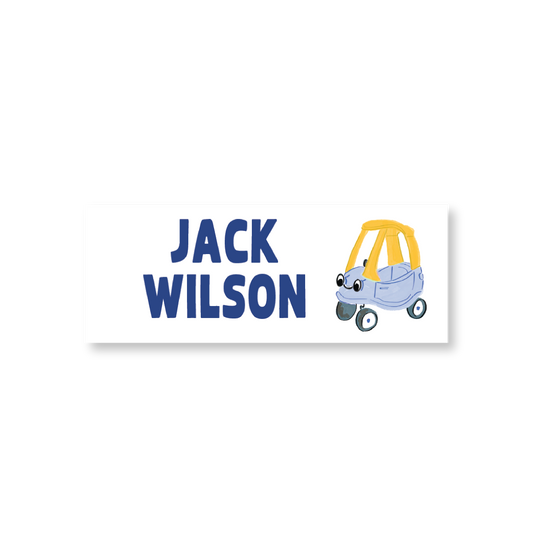Blue Car Name Labels