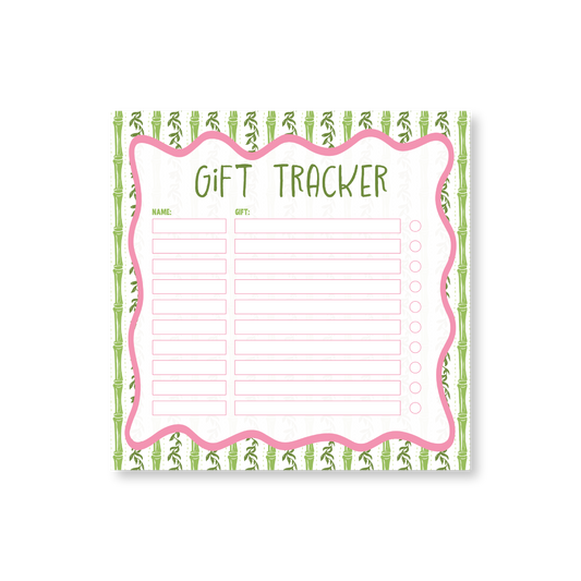 Gift Tracker Pink & Green Bamboo 8" Notepad