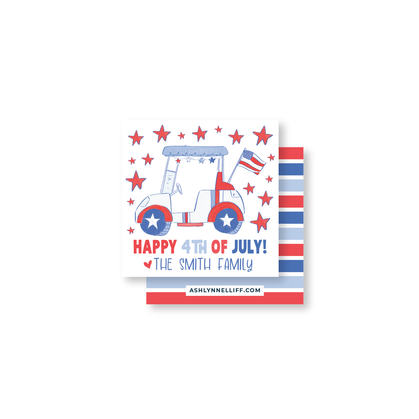Golf Cart 4th of July Gift Tag