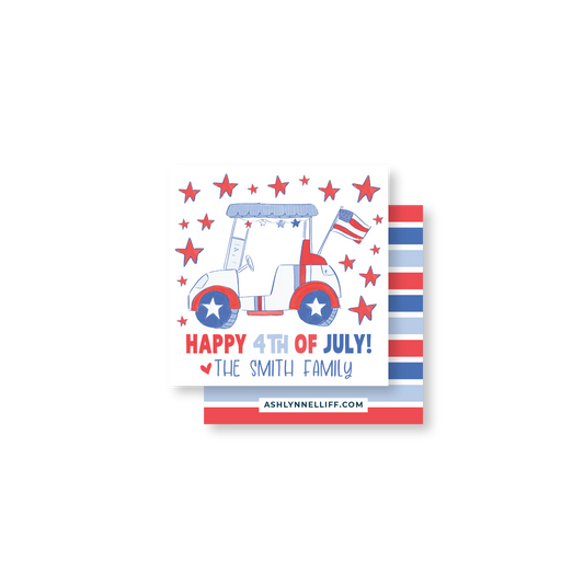 Golf Cart 4th of July Gift Tag