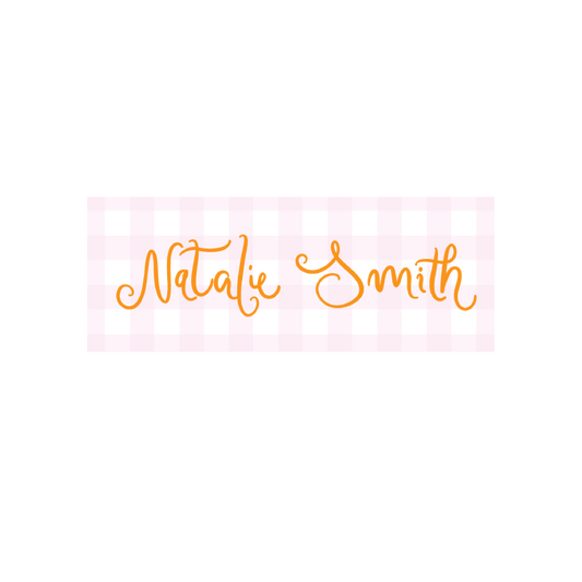 Pink Gingham Name Labels