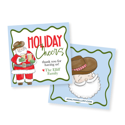 Holiday Cheers (Santas & Beer) Gift Tag