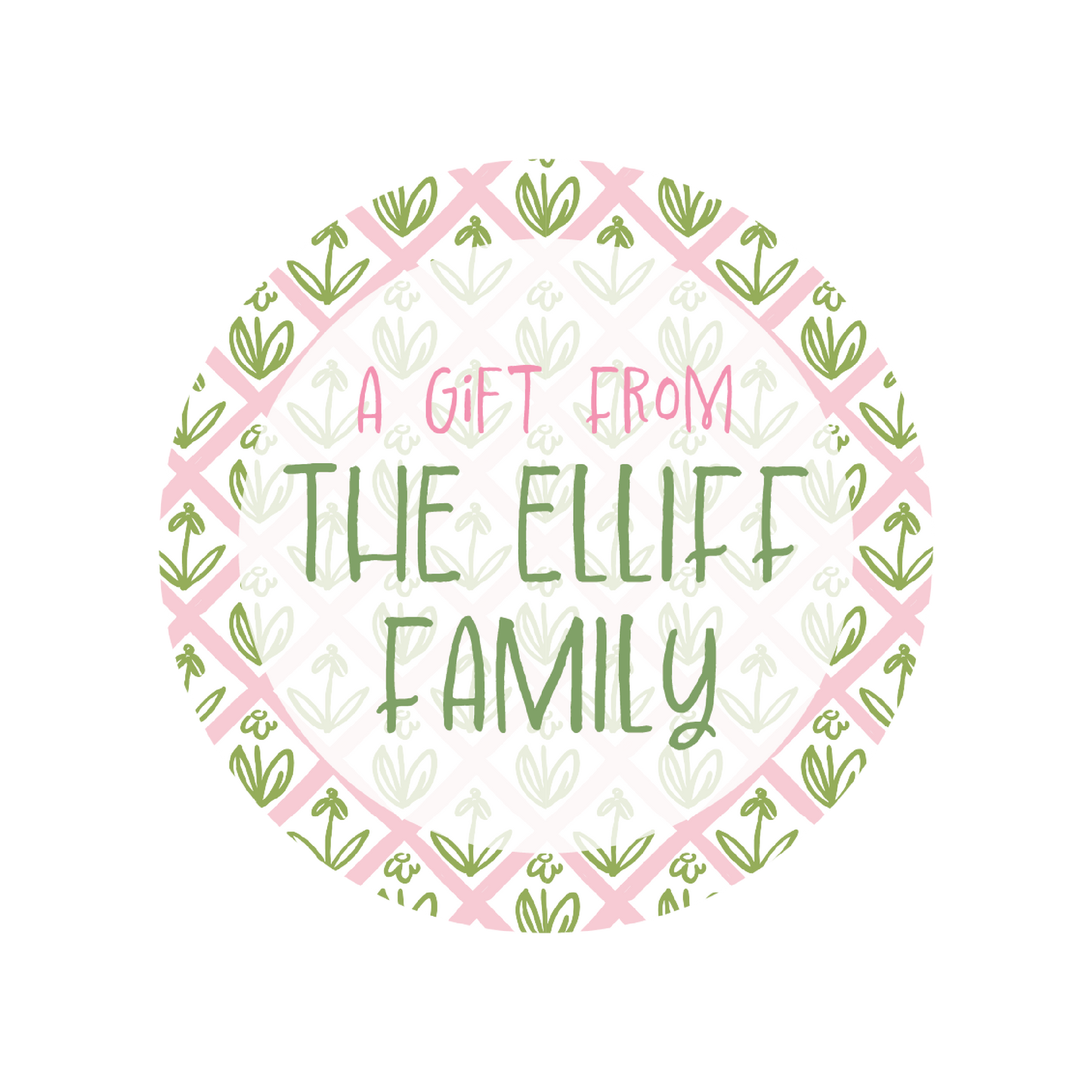 Pink & Green Patterned Family 3 inch Stickers