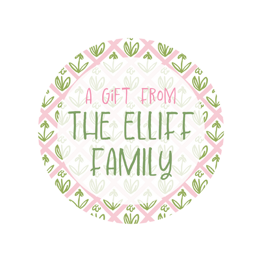 Pink & Green Patterned Family 3 inch Stickers