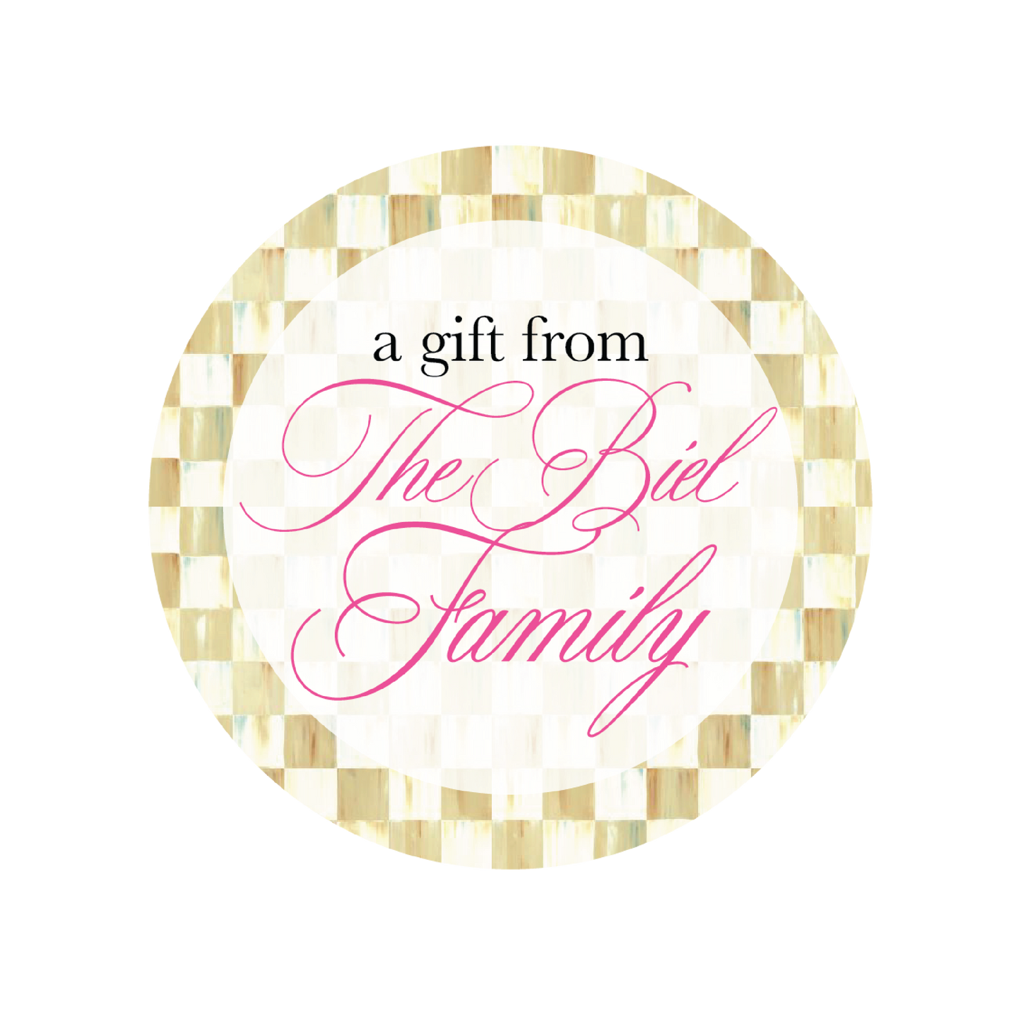 Tan Check Family 3 inch Stickers