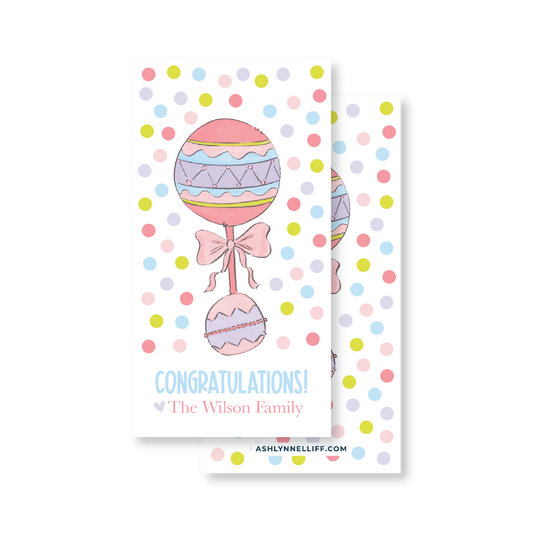 Baby Rattle Congratulations Gift Tag