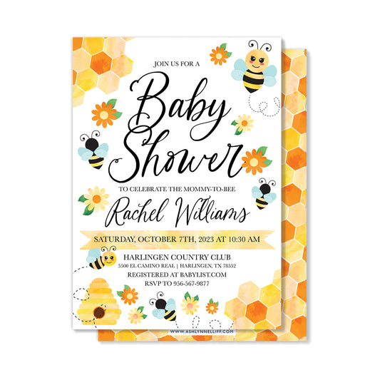 Mommy-to-Bee Baby Shower Party Invitation