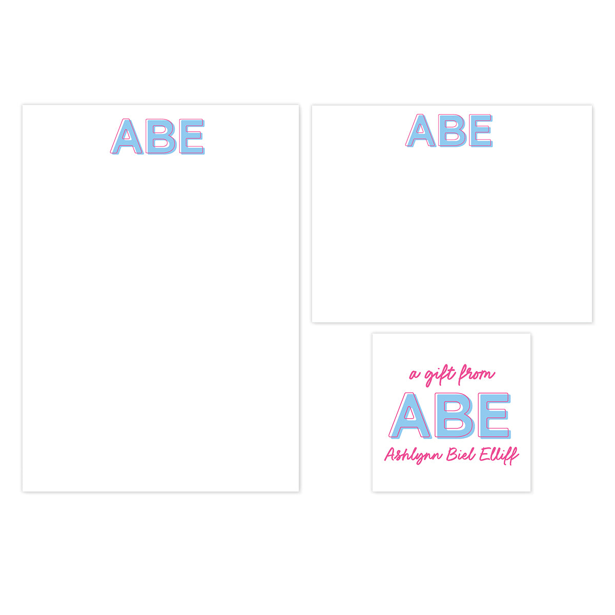 Block Monogram (Notepad, Stationery & Gift Card) Gift Set