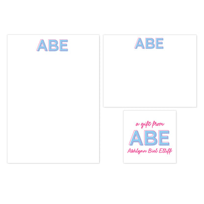 Block Monogram (Notepad, Stationery & Gift Card) Gift Set