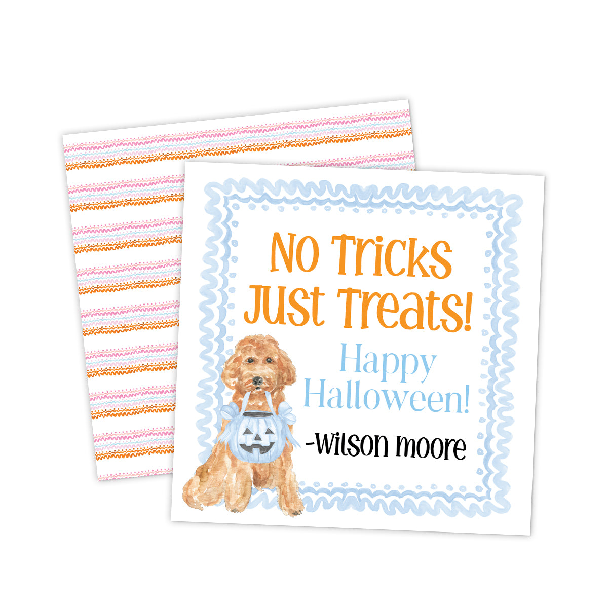 No Tricks Just Treats Blue Halloween Gift Tag