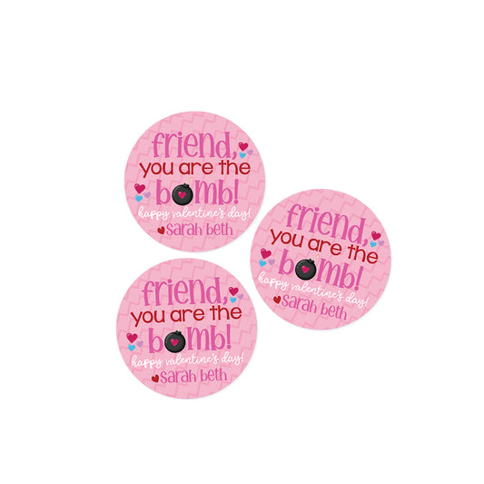 Friend, You're the Bomb Valentines Day Stickers