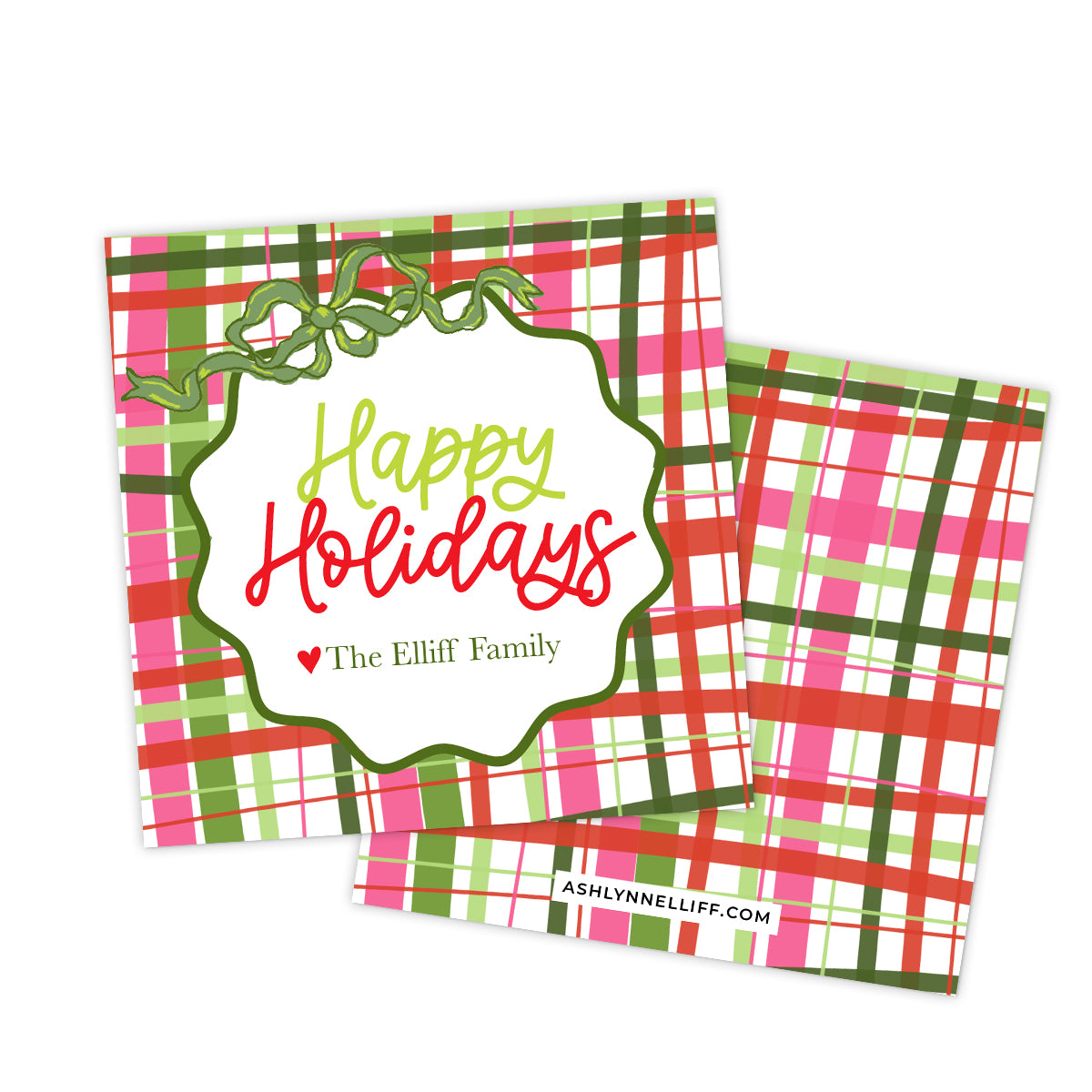 Bow Plaid Holiday Gift Tag