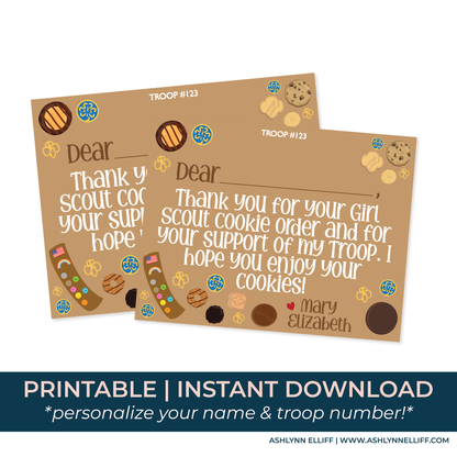 Instant Download | Fill-in-the-Blank Personalized Girl Scout (Brownie) Stationery