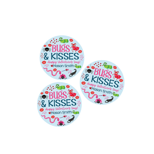 Bugs & Kisses Valentines Day Stickers